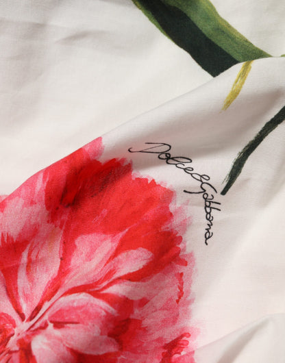Robe fourreau asymétrique blanche à fleurs Dolce & Gabbana