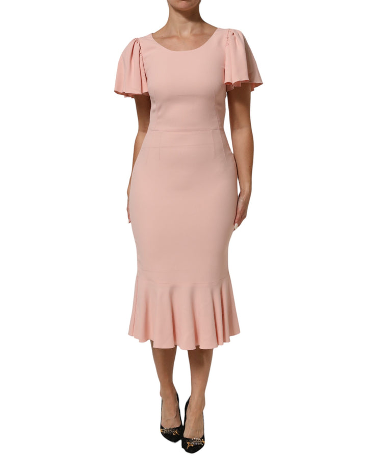 Vestido tubo midi Dolce & Gabbana rosa de viscosa de manga corta