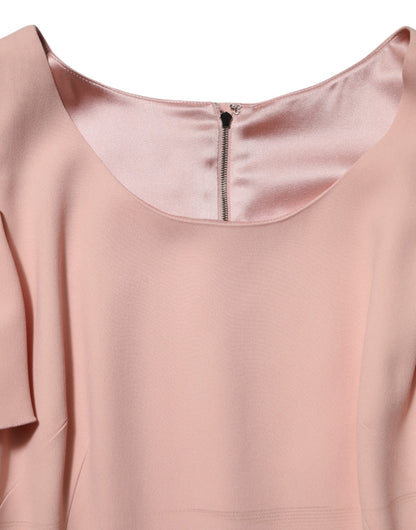 Dolce & Gabbana Pink Viscose Short Sleeves Sheath Midi Dress