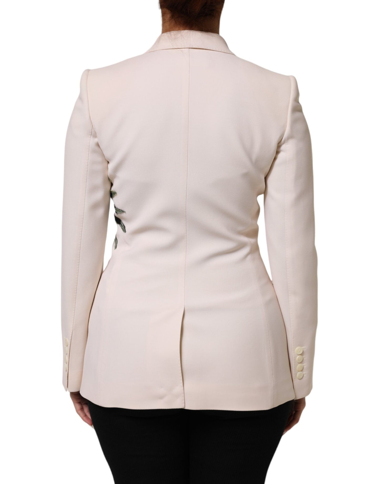Veste beige brodée à boutonnage simple Dolce & Gabbana