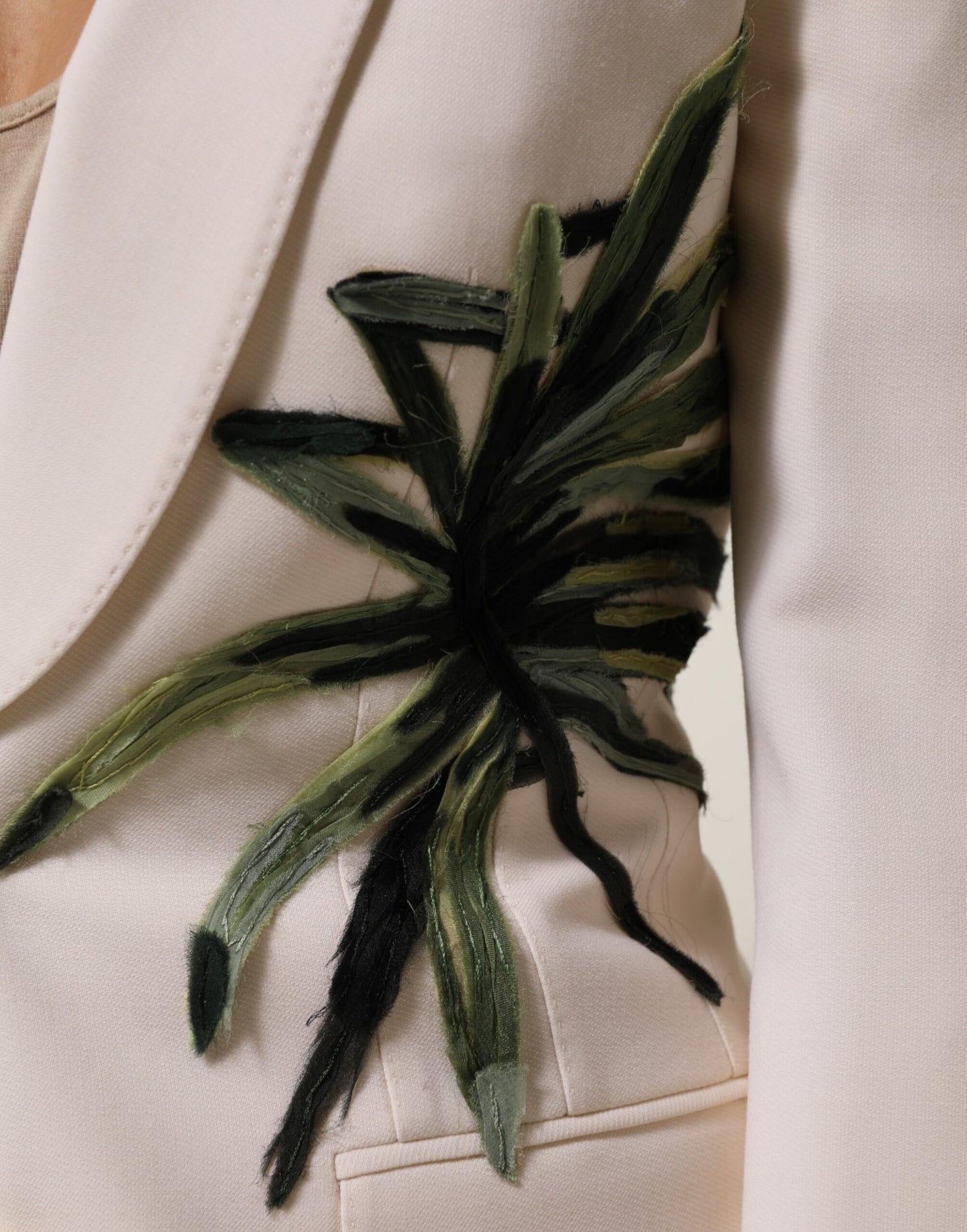Veste beige brodée à boutonnage simple Dolce & Gabbana