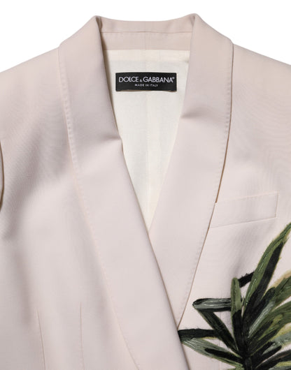 Veste beige brodée à boutonnage simple Dolce & Gabbana