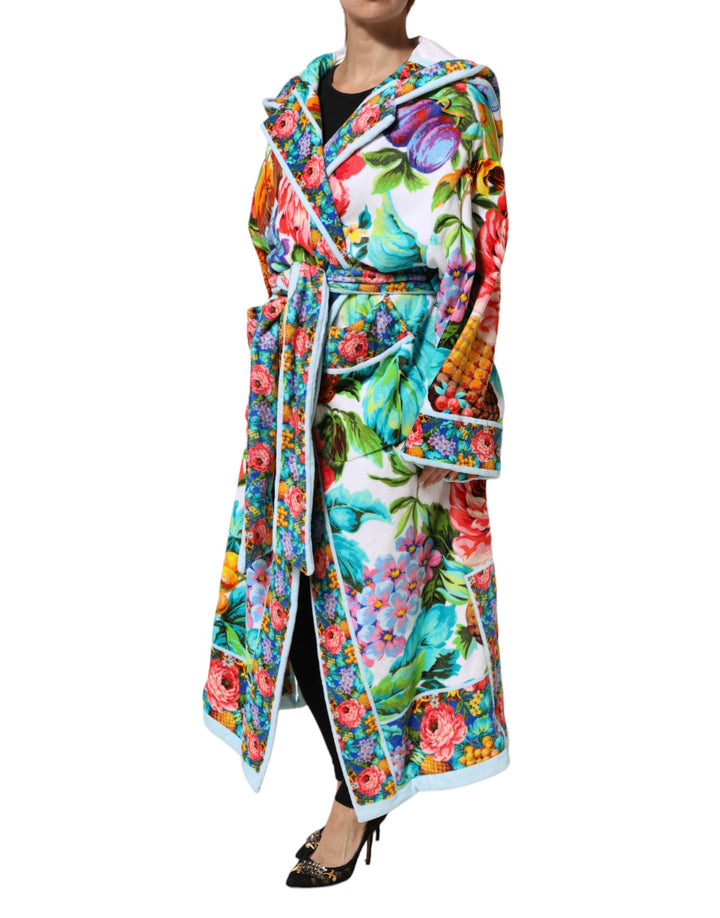 Dolce & Gabbana Bata-Abrigo con Estampado Floral Multicolor y Cinturón