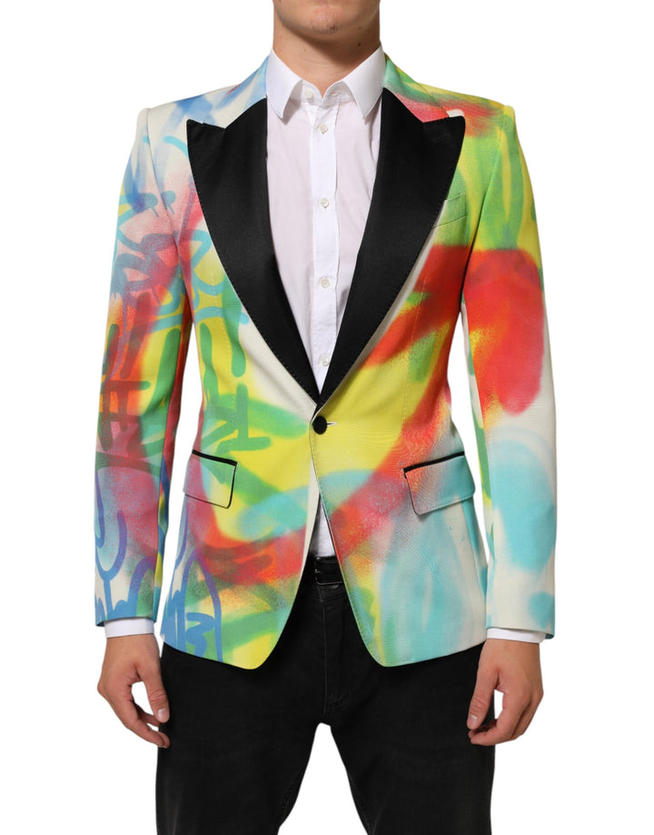 Blazer de traje para hombre Dolce & Gabbana Multicolor Graffiti SICILIA de 1 botón