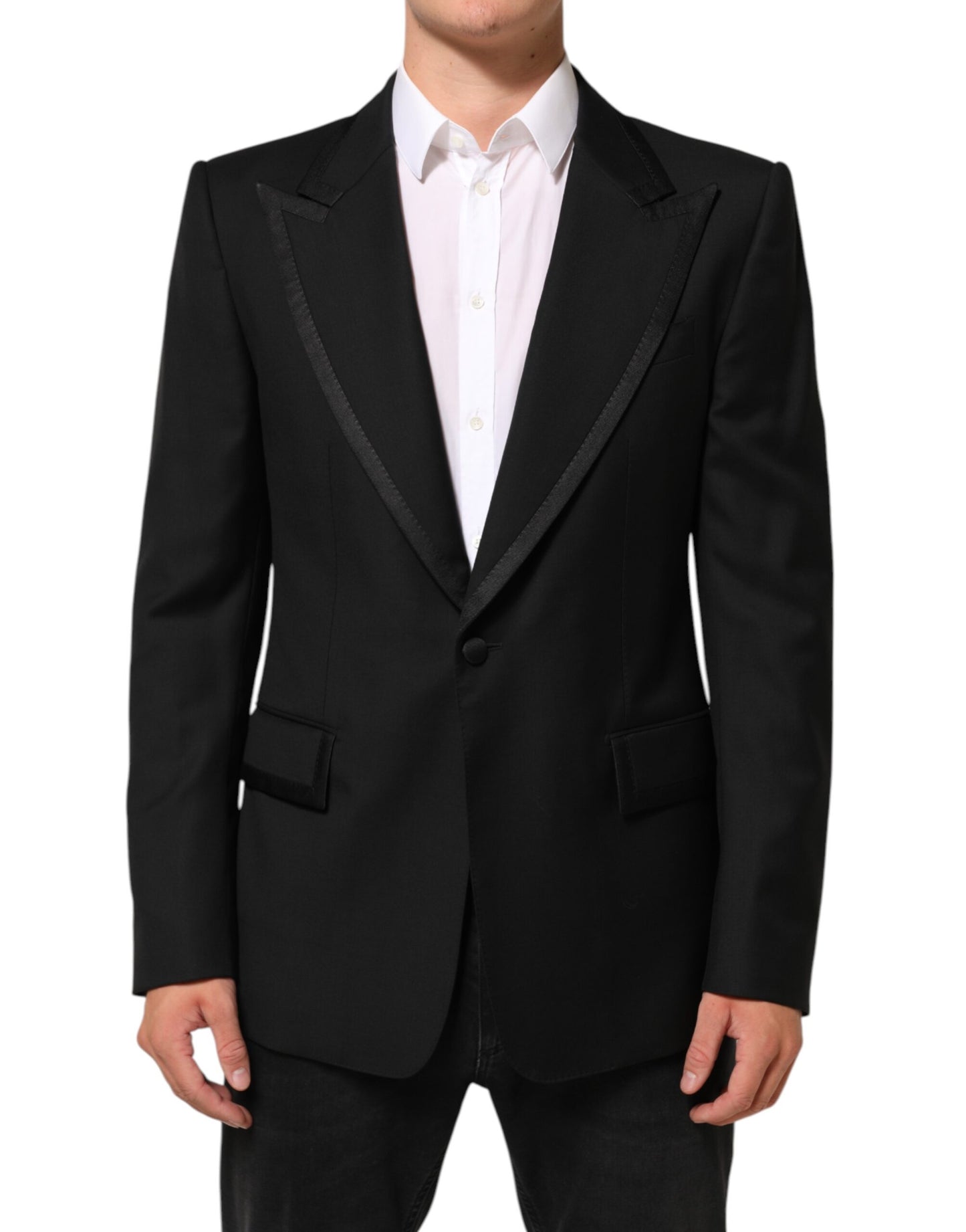 Veste de costume homme Dolce & Gabbana en laine noire à 1 bouton blazer