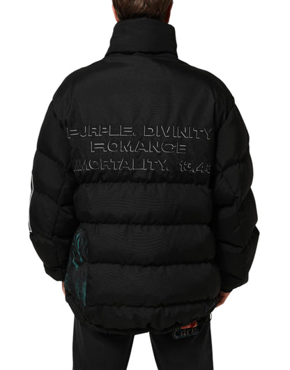 Chaqueta de hombre Dolce & Gabbana de nailon acolchada negra con cremallera completa