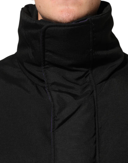 Chaqueta de hombre Dolce & Gabbana de nailon acolchada negra con cremallera completa