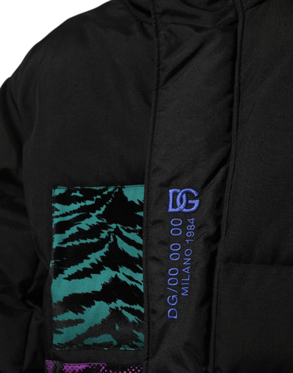 Chaqueta de hombre Dolce & Gabbana de nailon acolchada negra con cremallera completa
