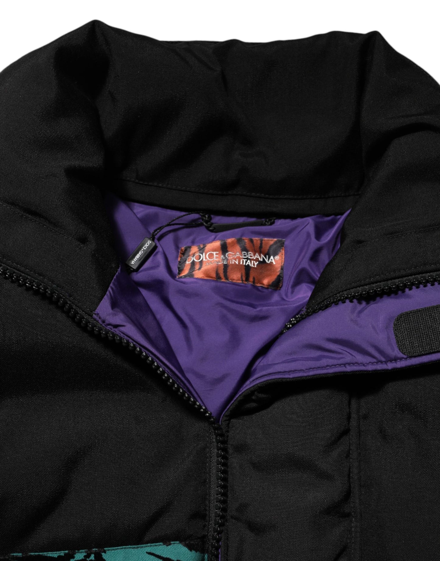Chaqueta de hombre Dolce & Gabbana de nailon acolchada negra con cremallera completa