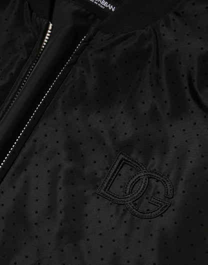 Chaqueta bomber de acetato negro con cremallera completa para hombre Dolce & Gabbana