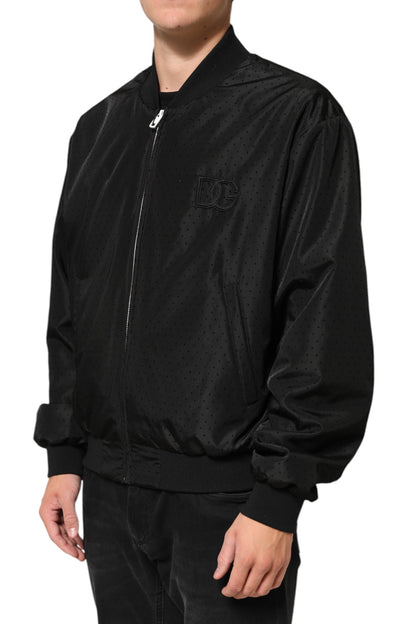 Chaqueta bomber de acetato negro con cremallera completa para hombre Dolce & Gabbana