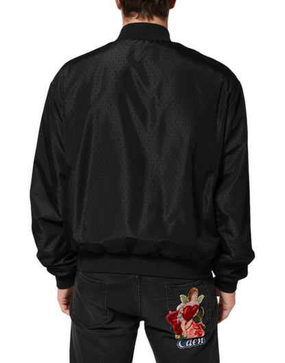 Chaqueta bomber de acetato negro con cremallera completa para hombre Dolce & Gabbana