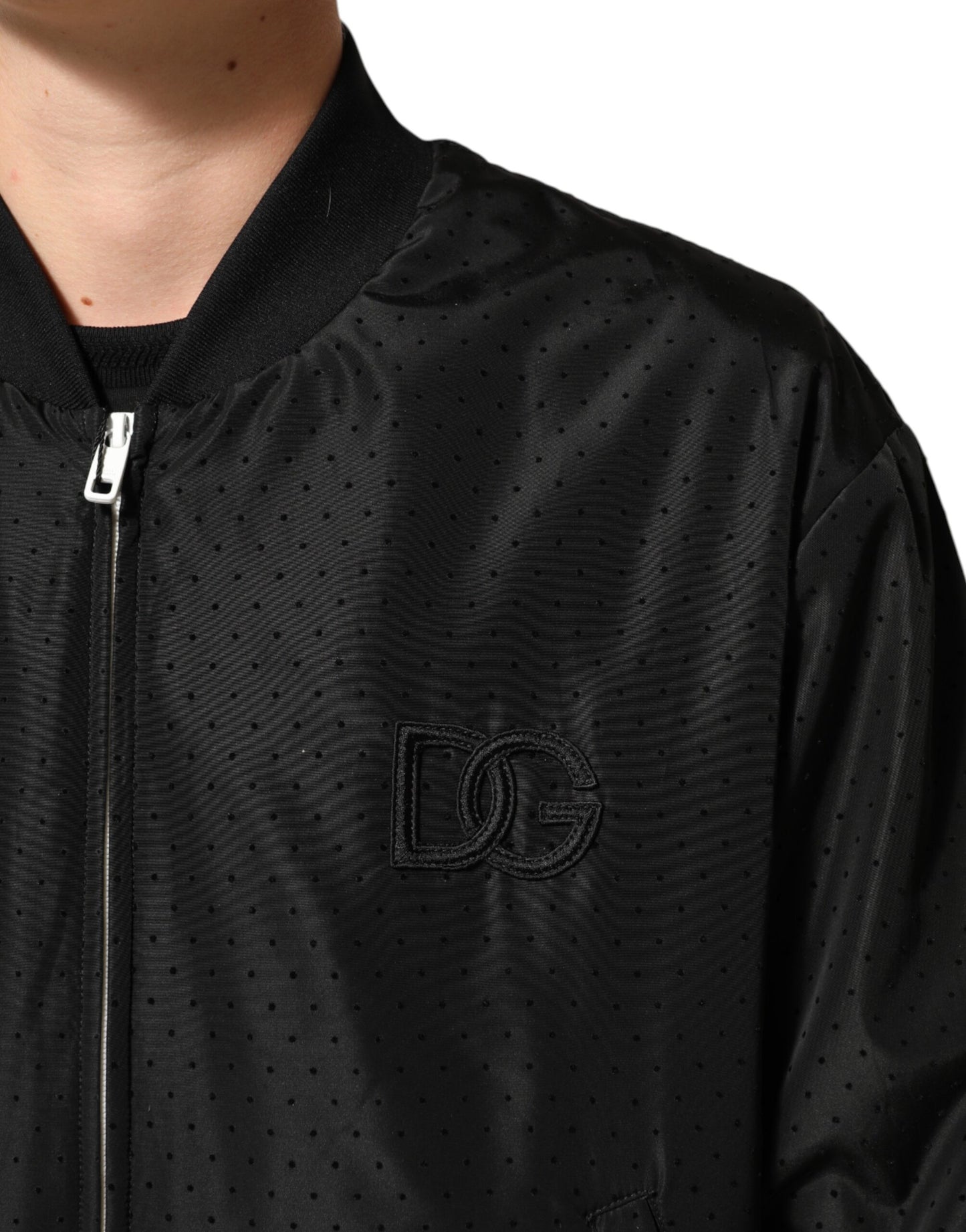 Chaqueta bomber de acetato negro con cremallera completa para hombre Dolce & Gabbana