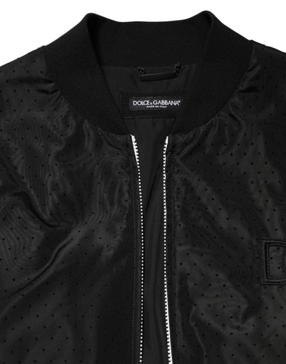 Chaqueta bomber de acetato negro con cremallera completa para hombre Dolce & Gabbana