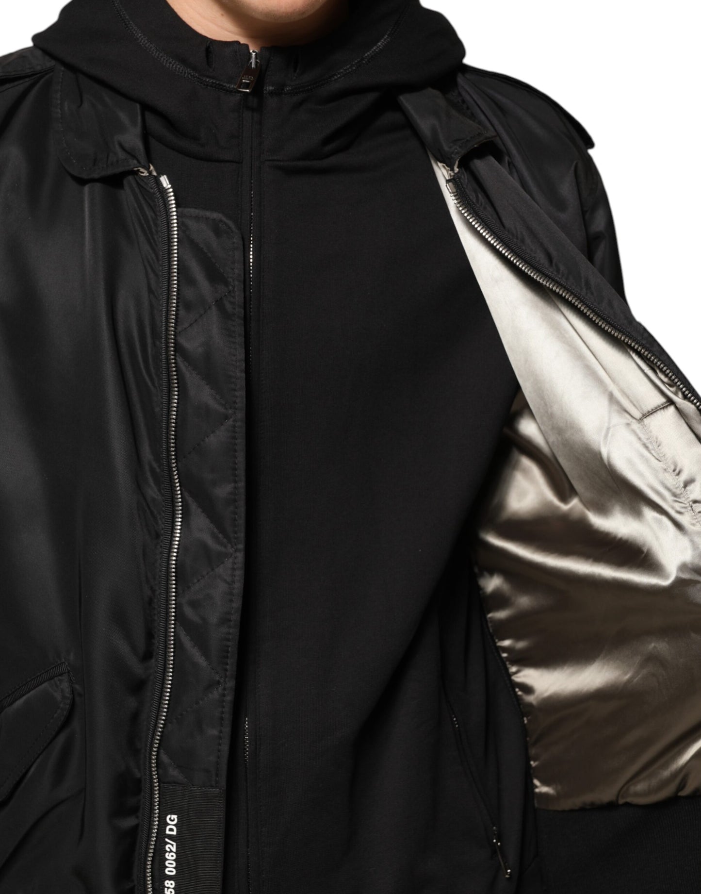 Blouson Bomber Dolce & Gabbana Noir en Coton à Capuche Zippé
