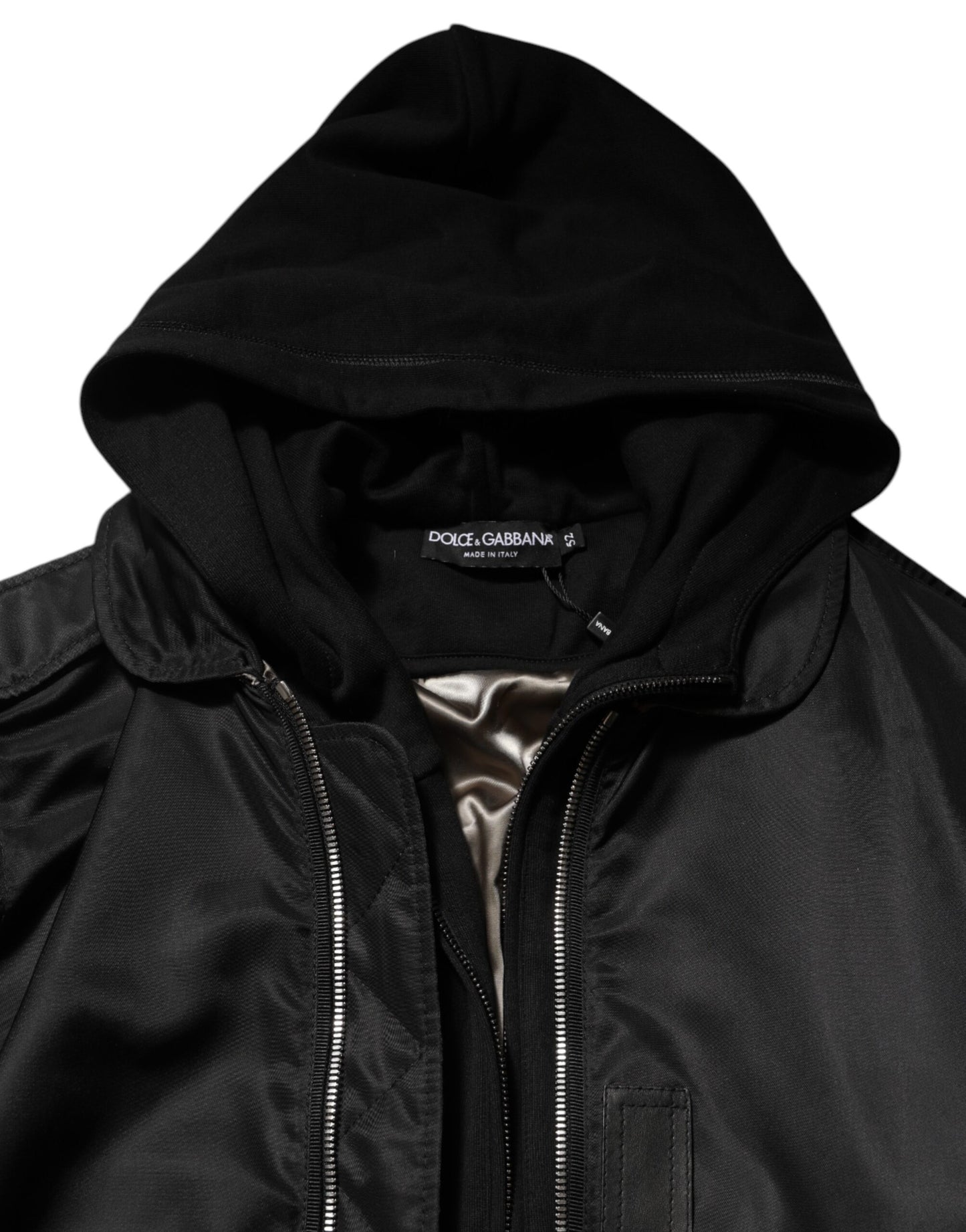 Blouson Bomber Dolce & Gabbana Noir en Coton à Capuche Zippé