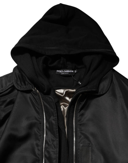 Blouson Bomber Dolce & Gabbana Noir en Coton à Capuche Zippé