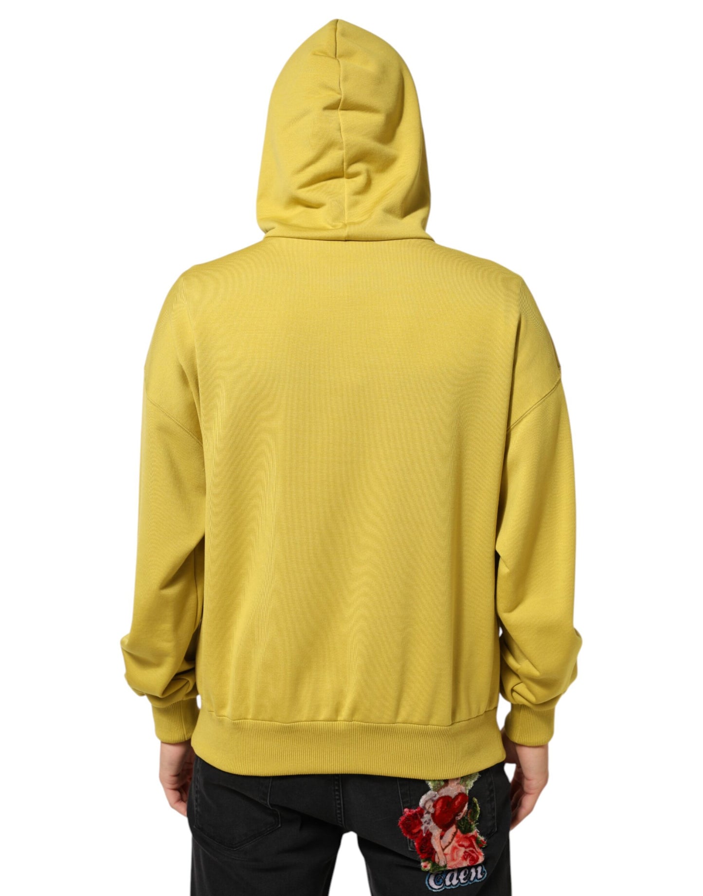 Sweat-shirt à capuche en coton à logo jaune Dolce & Gabbana