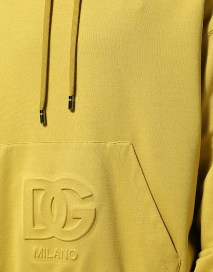 Sweat-shirt à capuche en coton à logo jaune Dolce & Gabbana