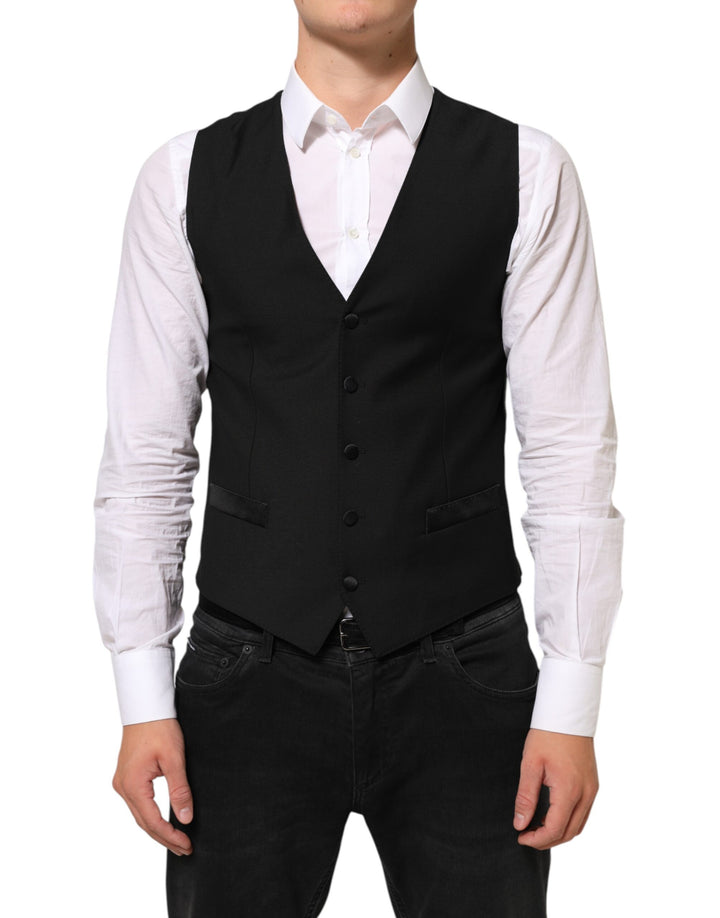 Chaleco de lana negro formal para hombre Dolce & Gabbana