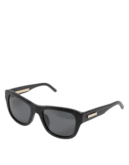 Dolce & Gabbana DG4177 Black Leather Frame Tinted Lens Sunglasses