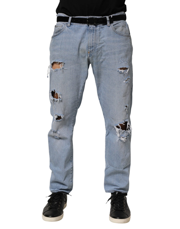 Vaqueros Dolce & Gabbana de Algodón Azul Ajustados y Desgastados