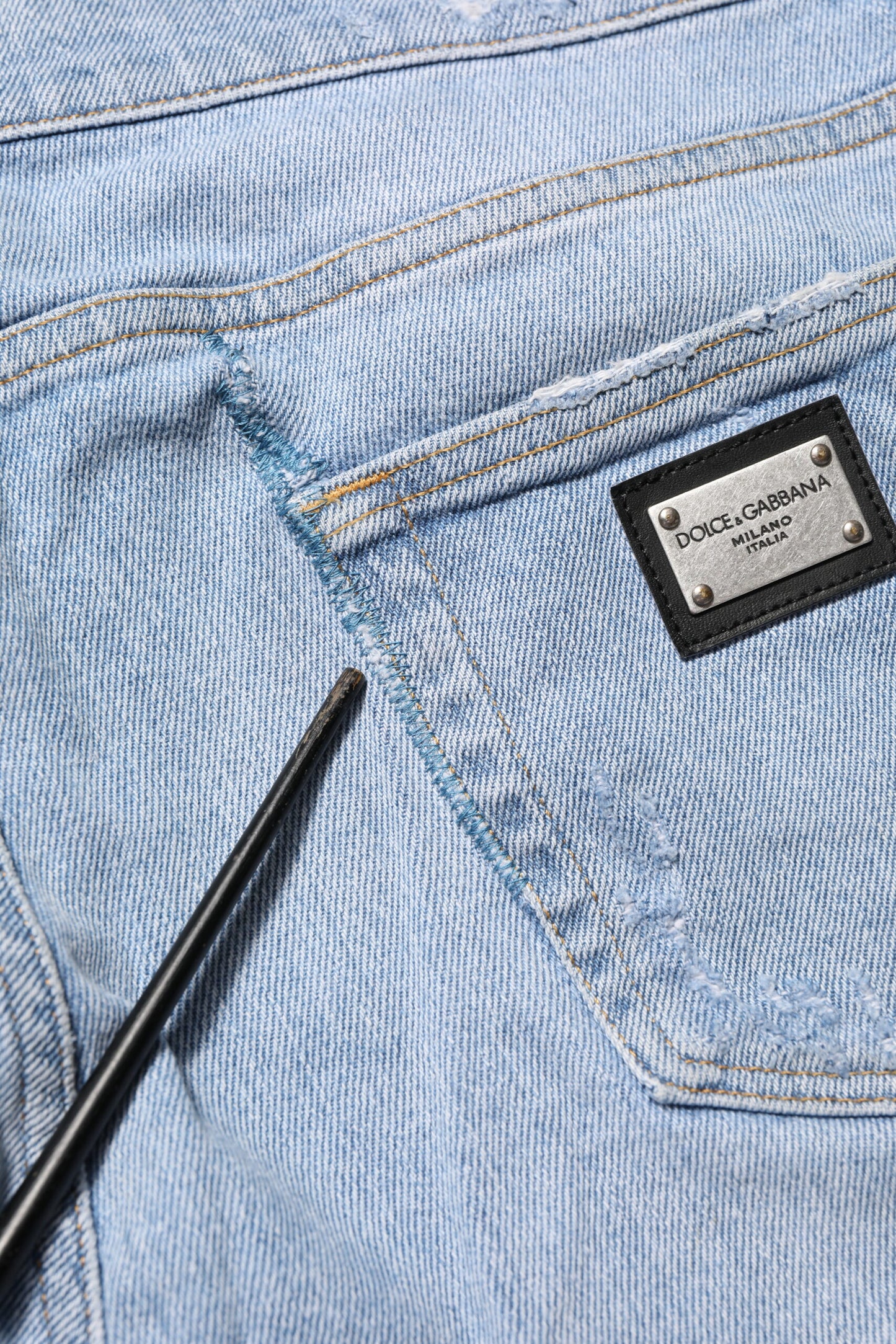 Jean slim en denim en coton vieilli bleu Dolce & Gabbana