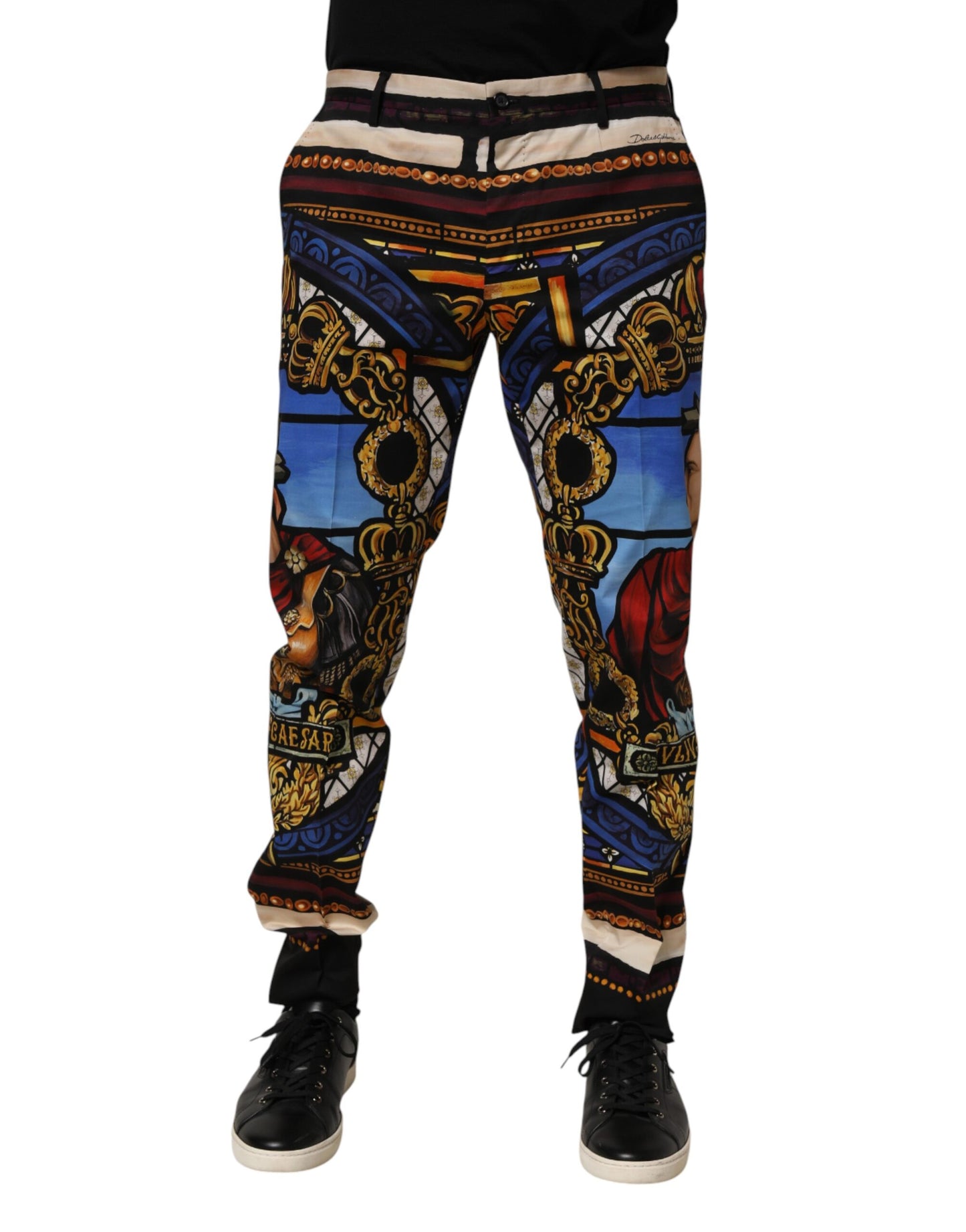 Pantalon fuselé à imprimé Jules César multicolore Dolce & Gabbana