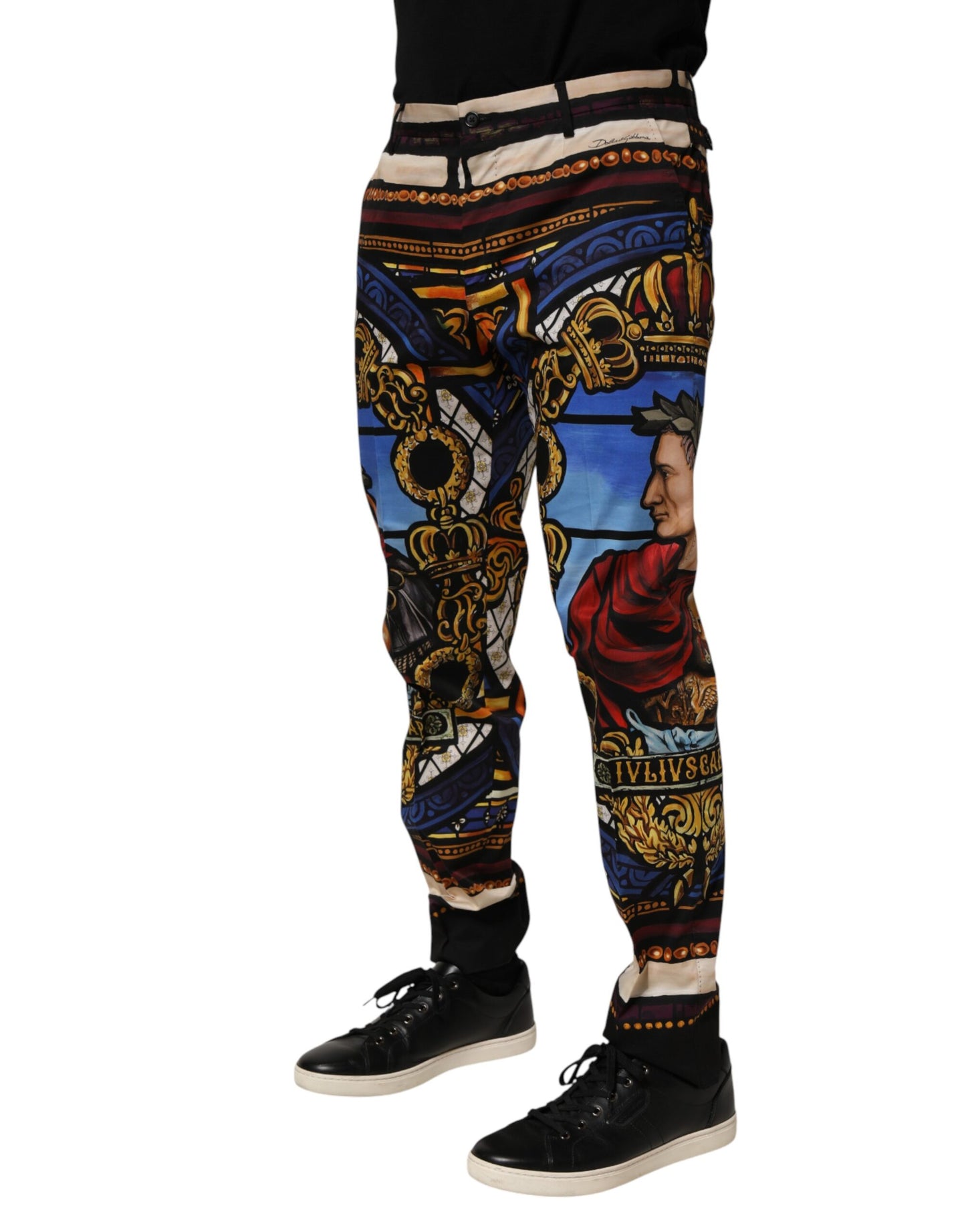 Pantalon fuselé à imprimé Jules César multicolore Dolce & Gabbana