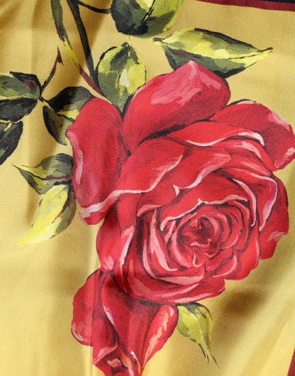 Short Bermuda en soie imprimé floral jaune Dolce & Gabbana pour homme