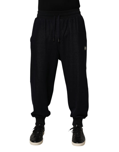 Dolce & Gabbana Pantalón de chándal con cordón de mezcla de algodón negro