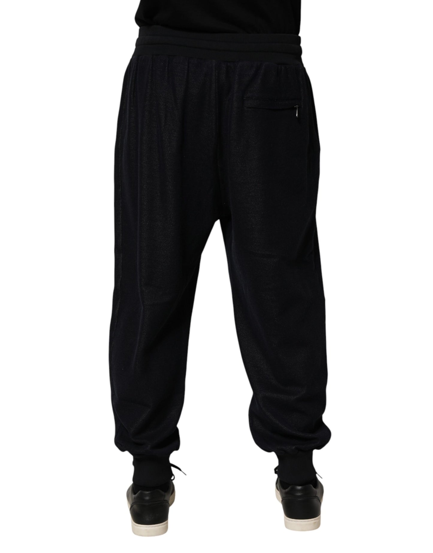 Dolce & Gabbana Pantalón de chándal con cordón de mezcla de algodón negro