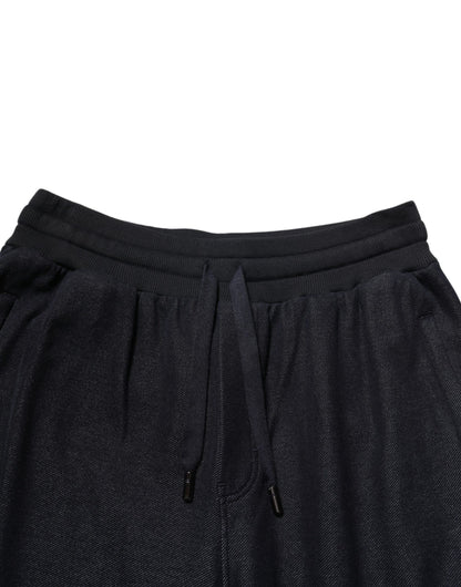 Dolce & Gabbana Pantalón de chándal con cordón de mezcla de algodón negro