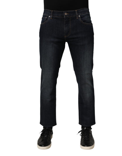 Jean slim en denim de coton bleu foncé Dolce & Gabbana pour homme
