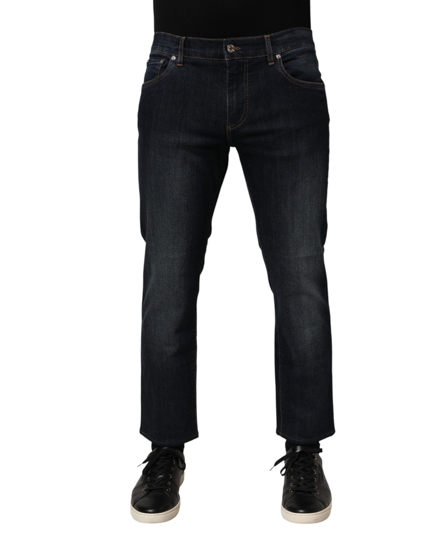Jean slim en denim de coton bleu foncé Dolce & Gabbana pour homme