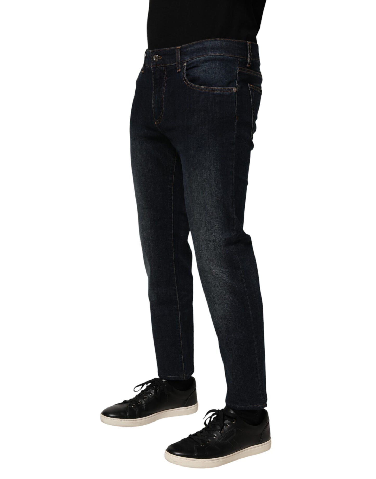 Jean slim en denim de coton bleu foncé Dolce & Gabbana pour homme