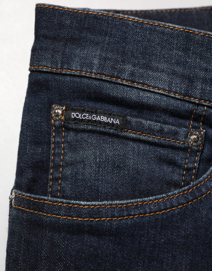 Jean slim en denim de coton bleu foncé Dolce & Gabbana pour homme