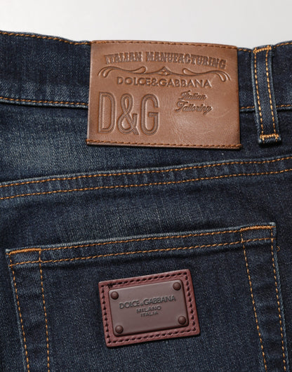 Jean slim en denim de coton bleu foncé Dolce & Gabbana pour homme
