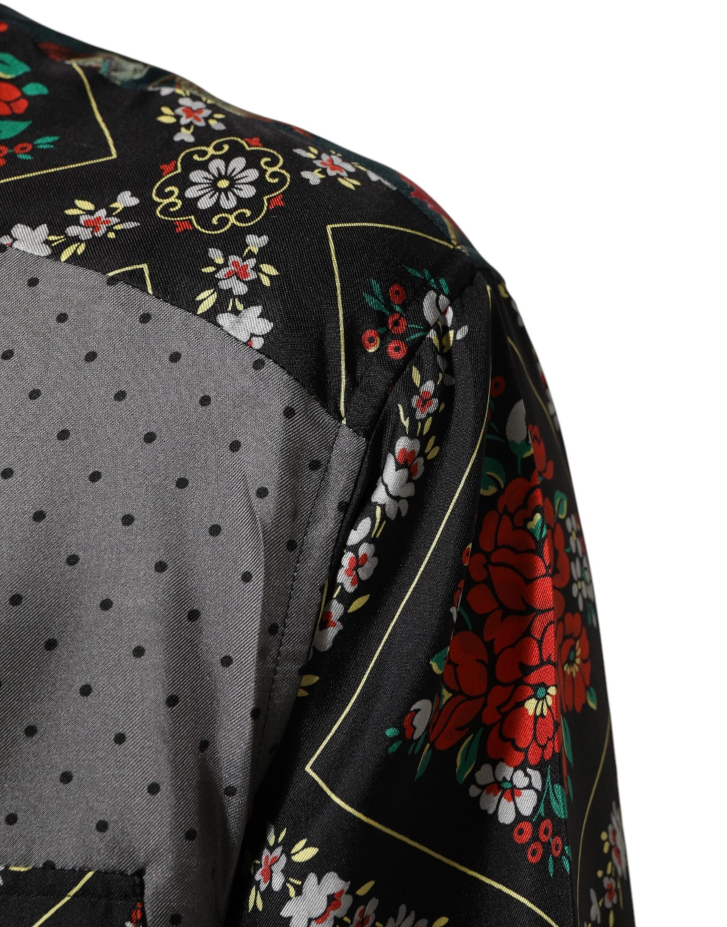 Chemise en soie à manches longues multicolore à patchwork Dolce & Gabbana