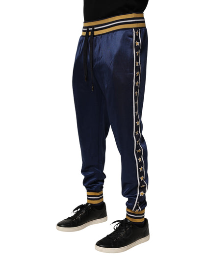 Pantalon de jogging taille mi-haute en nylon bleu Dolce & Gabbana