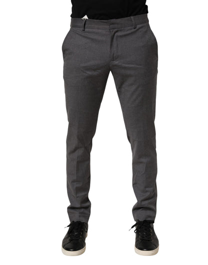 Daniele Alessandrini Gray Polyester Formal Dress Trouser Pants
