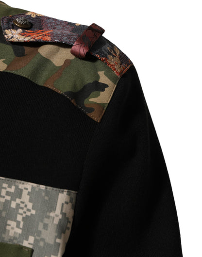 Suéter Dolce & Gabbana negro con cuello redondo y patchwork