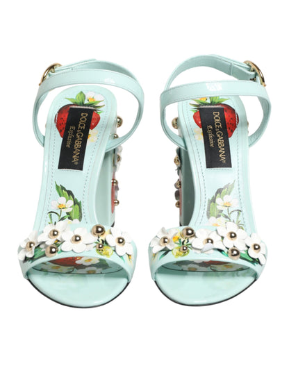 Zapatos de tacón Dolce & Gabbana verde menta con tachuelas florales