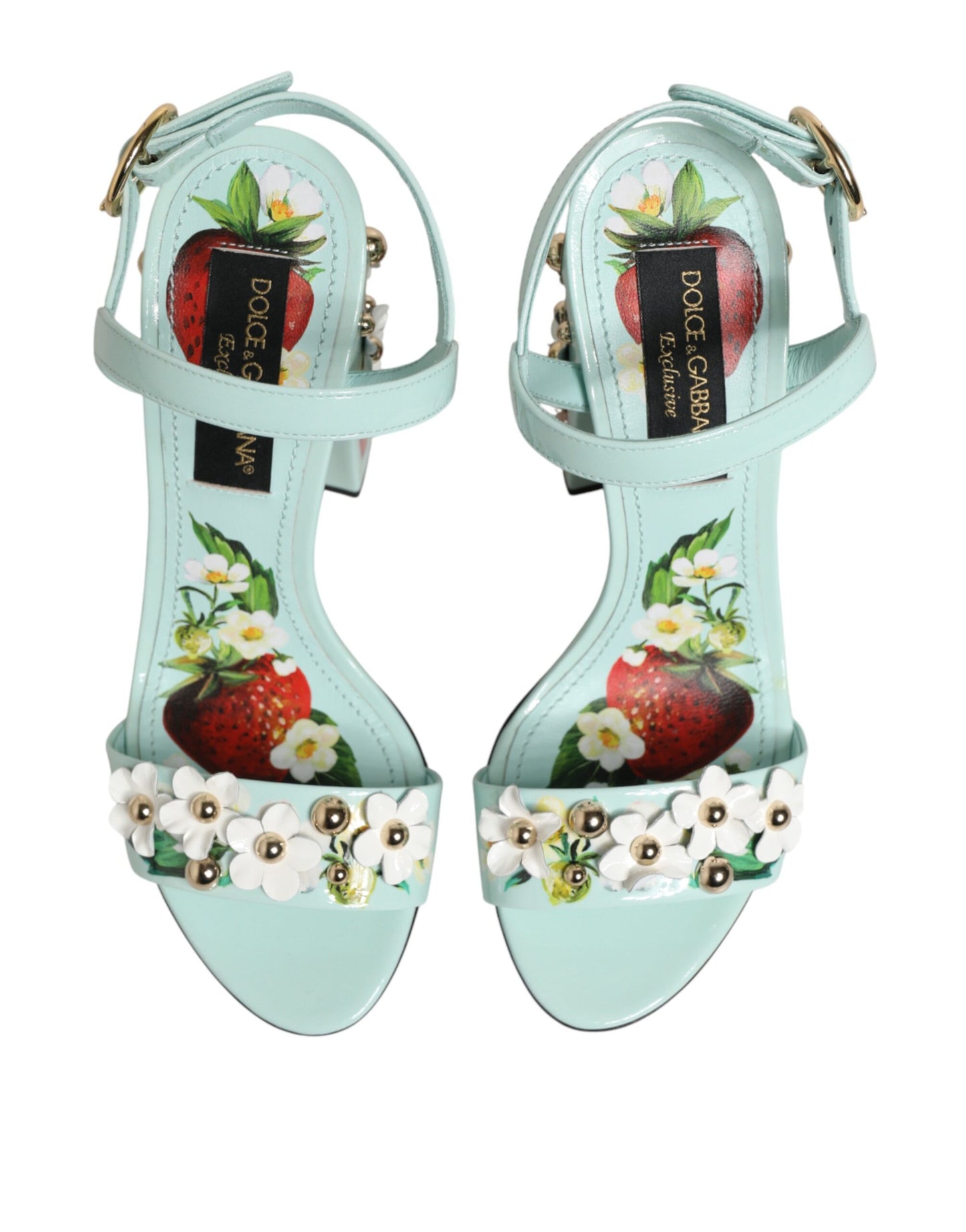 Zapatos de tacón Dolce & Gabbana verde menta con tachuelas florales