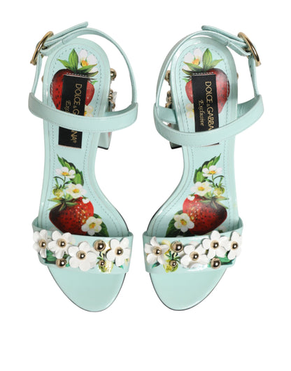 Zapatos de tacón Dolce & Gabbana verde menta con tachuelas florales