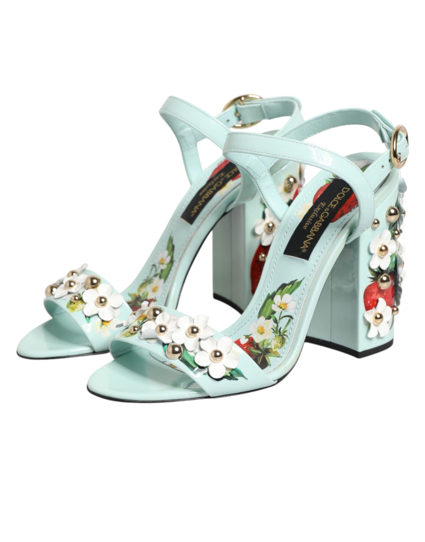Zapatos de tacón Dolce & Gabbana verde menta con tachuelas florales