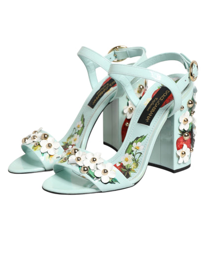 Zapatos de tacón Dolce & Gabbana verde menta con tachuelas florales