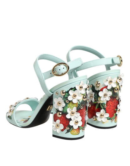 Zapatos de tacón Dolce & Gabbana verde menta con tachuelas florales