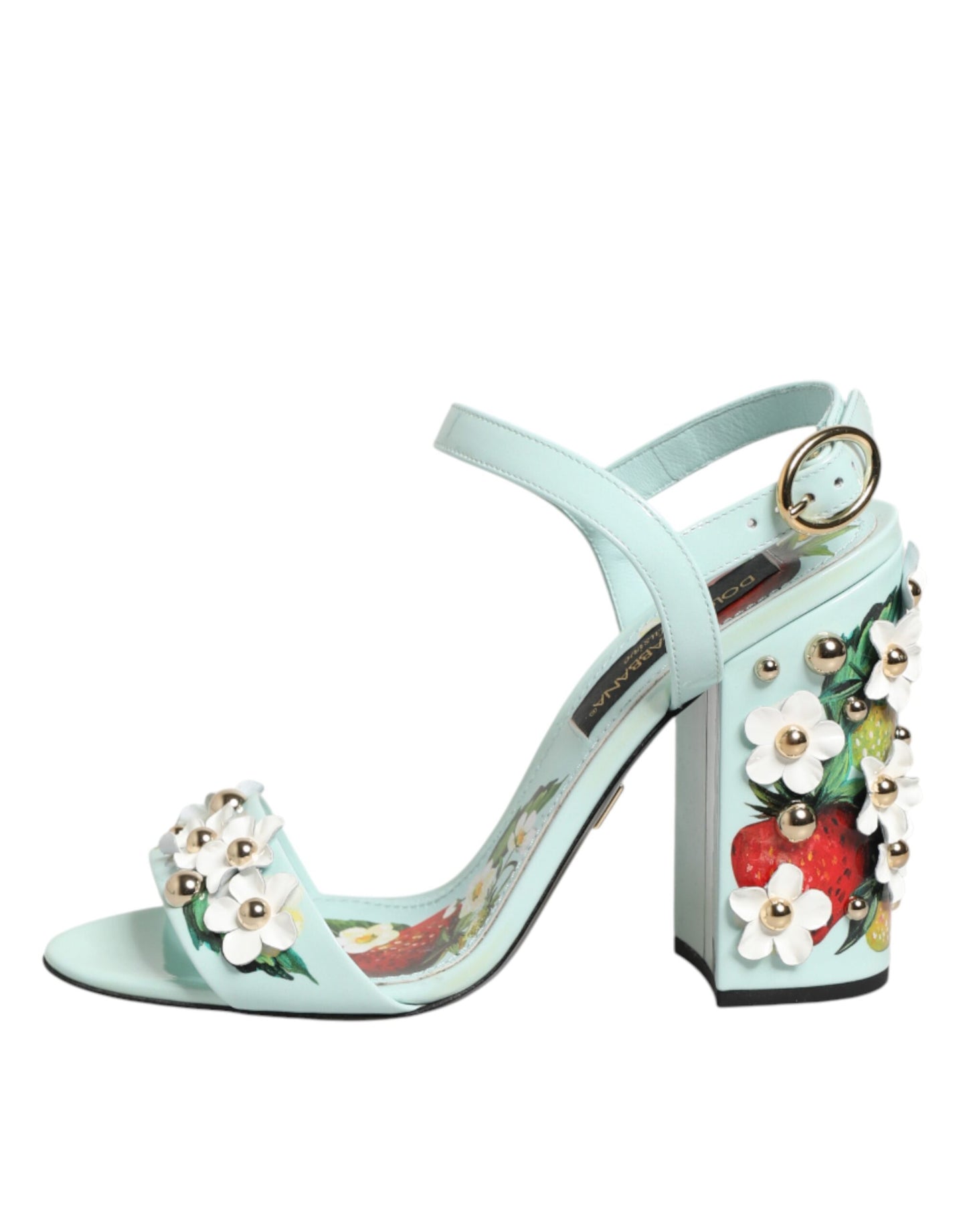 Zapatos de tacón Dolce & Gabbana verde menta con tachuelas florales