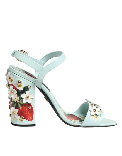 Zapatos de tacón Dolce & Gabbana verde menta con tachuelas florales